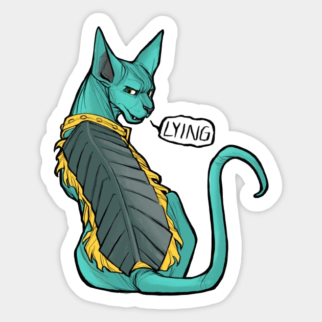 Lying Cat 01 Sticker by AjaMajor 